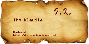 Ihm Klaudia névjegykártya